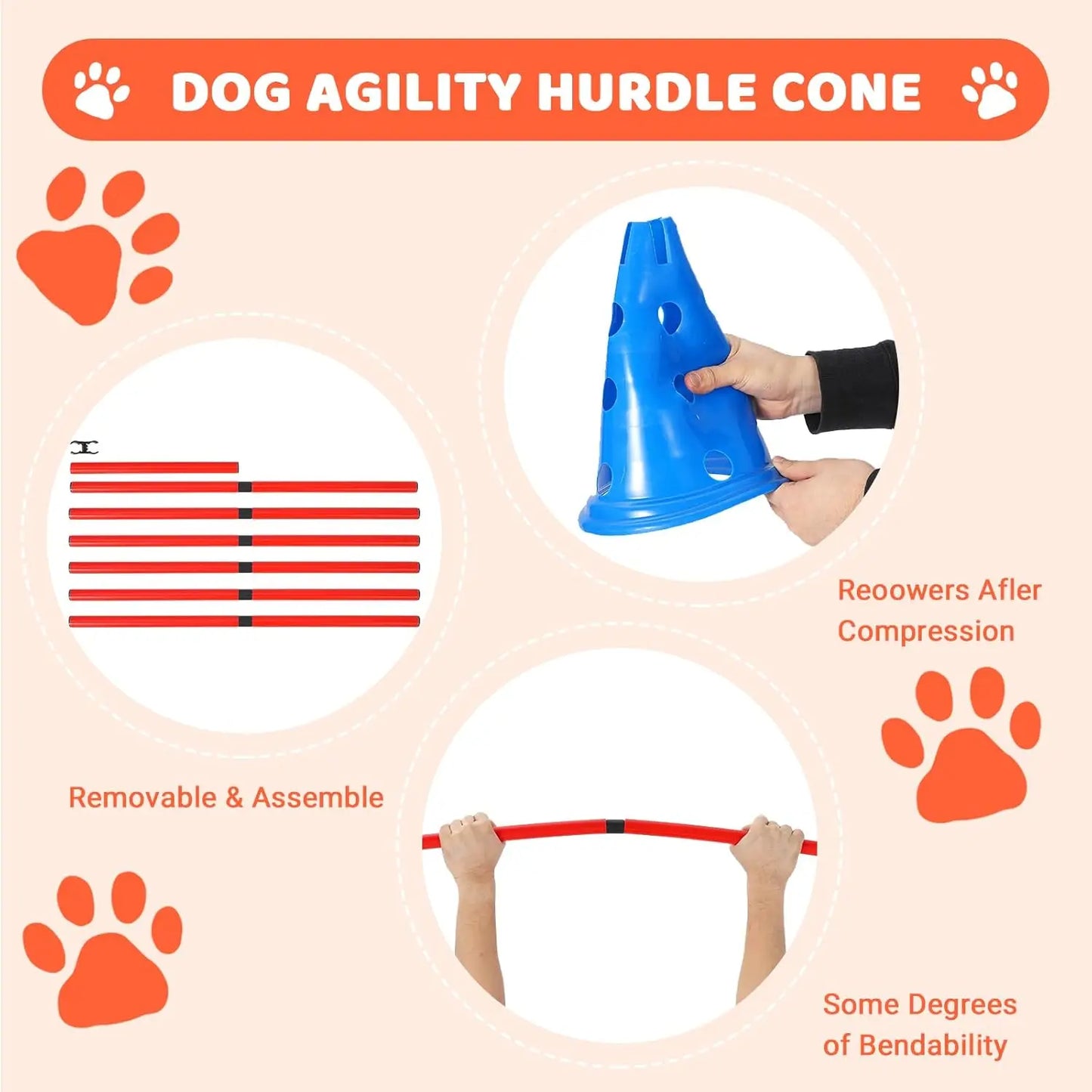 HiMISS Dog Agility Hurdle Cone Set For Backyard Training Course