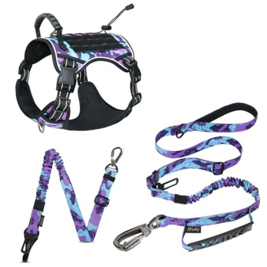 Tactical Dog Harness Leash No Pull Reflective Vest