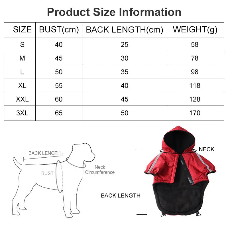 Autumn Winter Waterproof Hooded Reflective Dog Coat