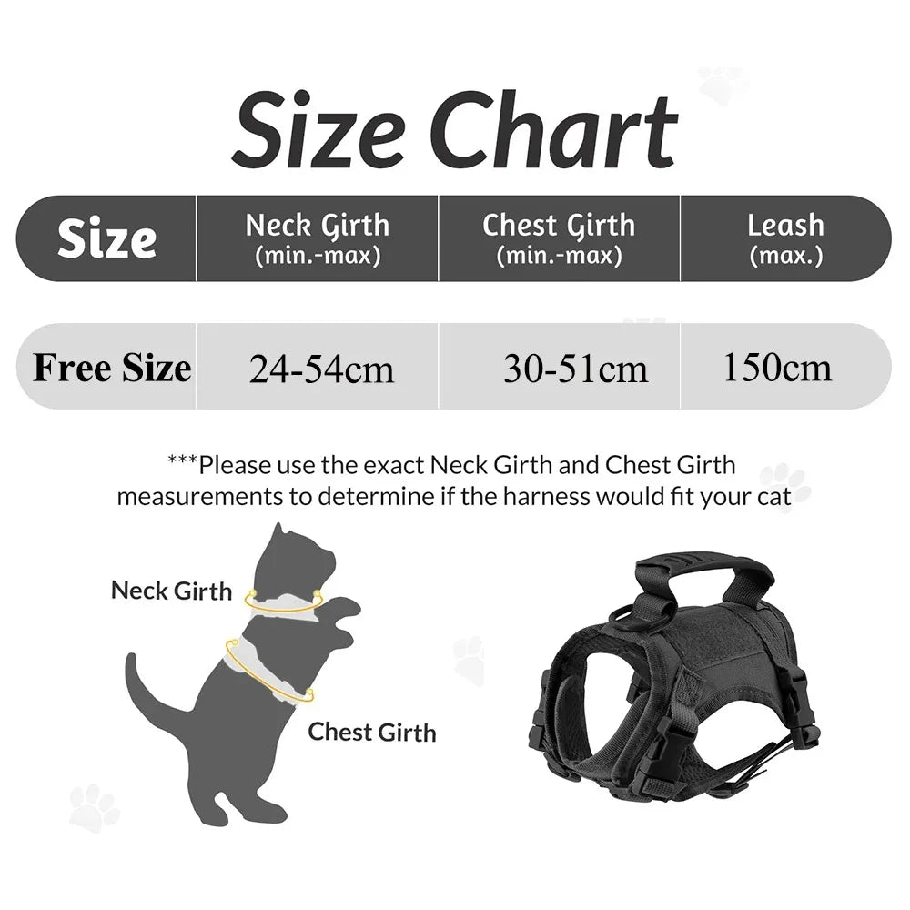 Safe Tactical Cat Harness and Leash with Stickers for Pets