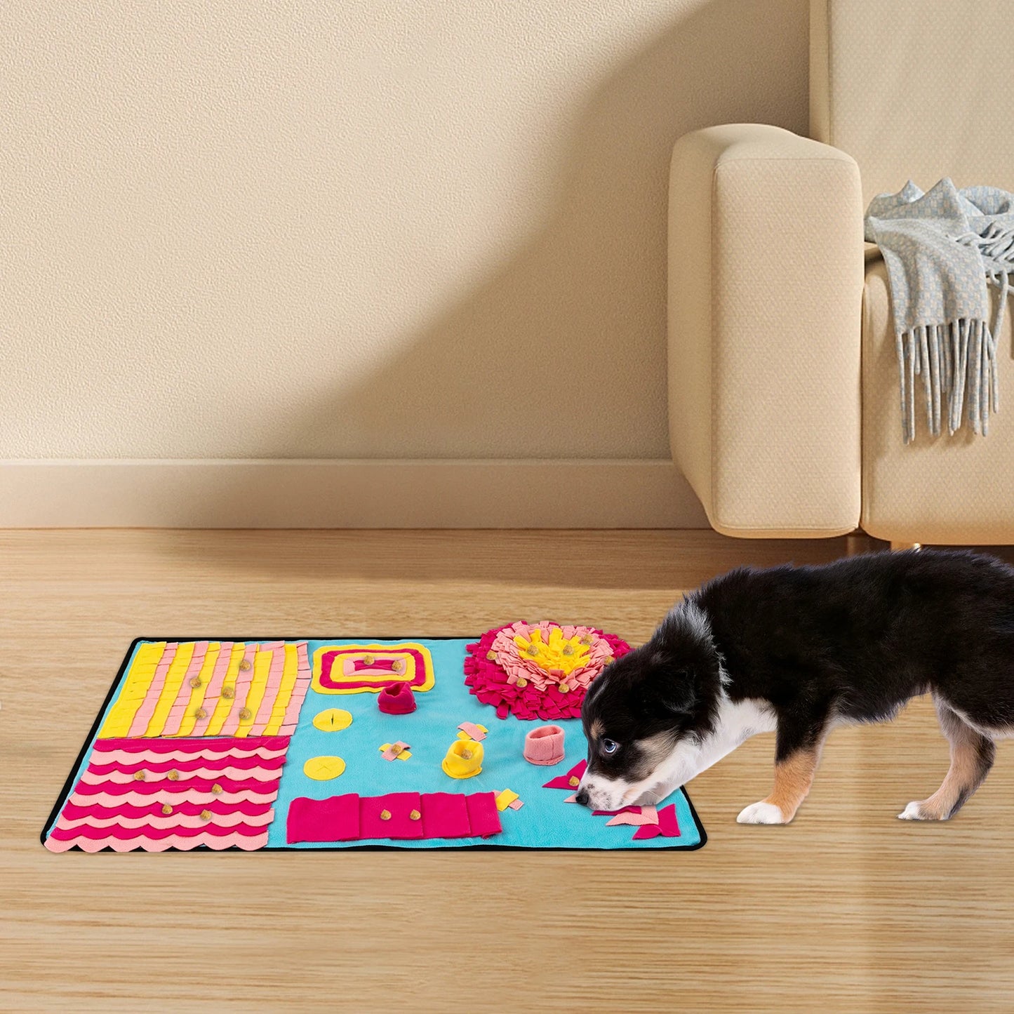 Fleece Sniffing Mat For Pets Snuffle Puzzle With Hidden Treats