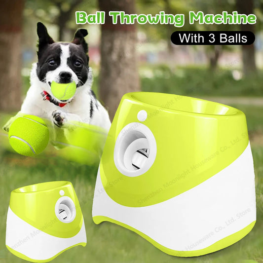 Automatic Dog Ball Launcher Fetch Toy With 3 Tennis Balls