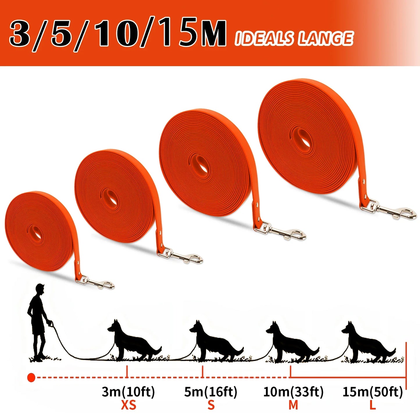 Livepetsme Waterproof PVC Dog Leash For Walks And Training