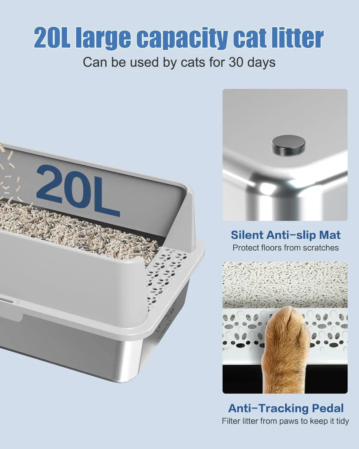 Stainless Steel Litter Box with Lid 2-Pack Odor-Free Leak-Proof