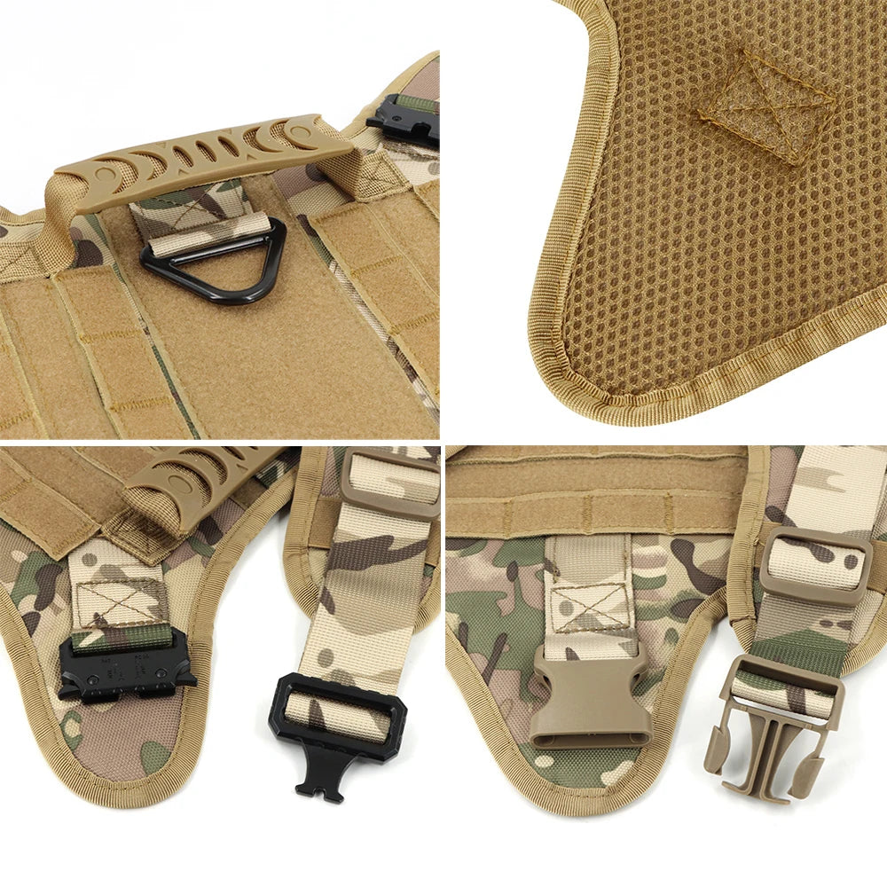 Nylon Tactical Dog Harness Leash Set For Large Dogs Training