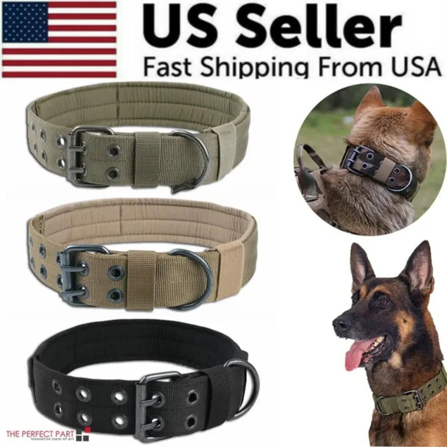 K9 Tactical Heavy Duty Nylon Dog Collar With Metal Buckle