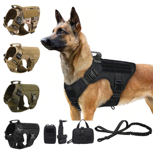 Tactical Dog Harness With Molle Pouches For Medium And Large Dogs