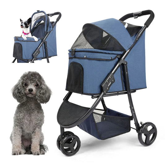Wedyvko Pet Stroller Bag Travel Foldable For Dogs And Cats