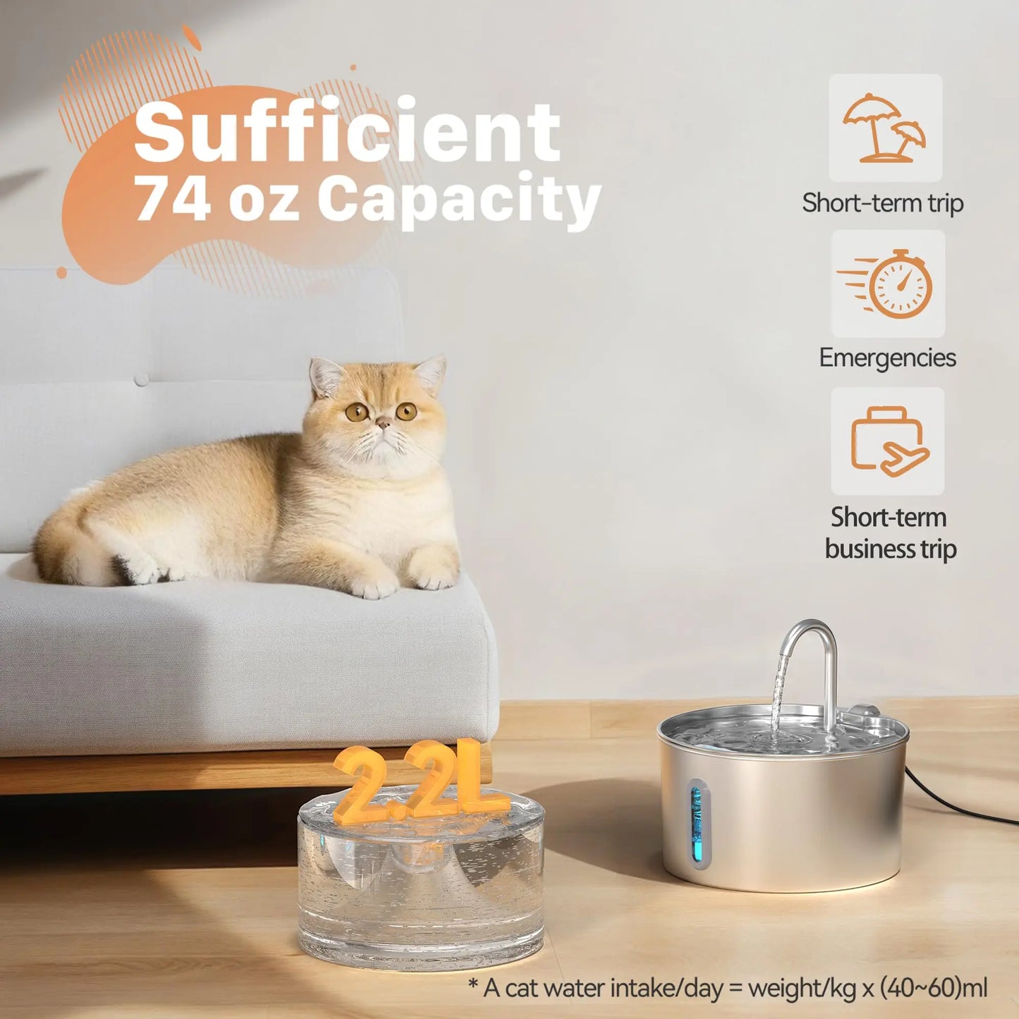 ZYFeeder Automatic Pet Water Fountain Stainless Steel Quiet Dispenser