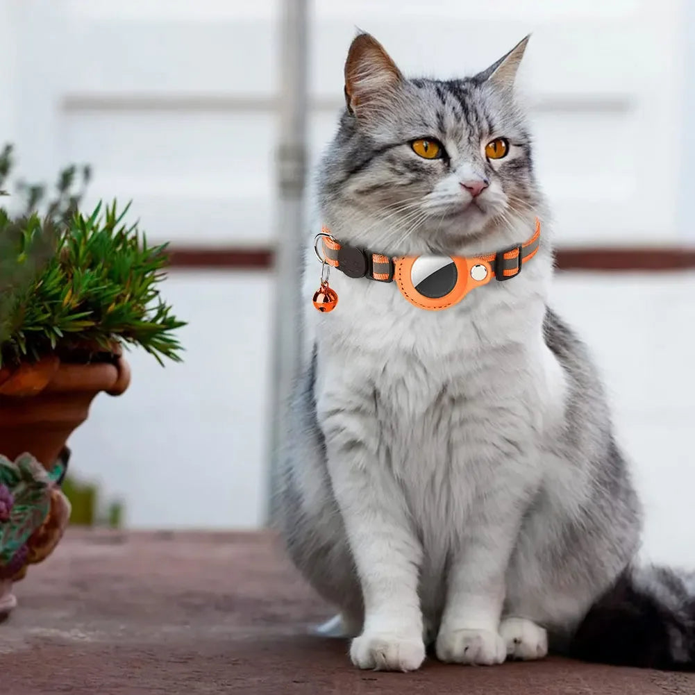 Reflective Apple AirTag Cat Collar With GPS Tracker Holder