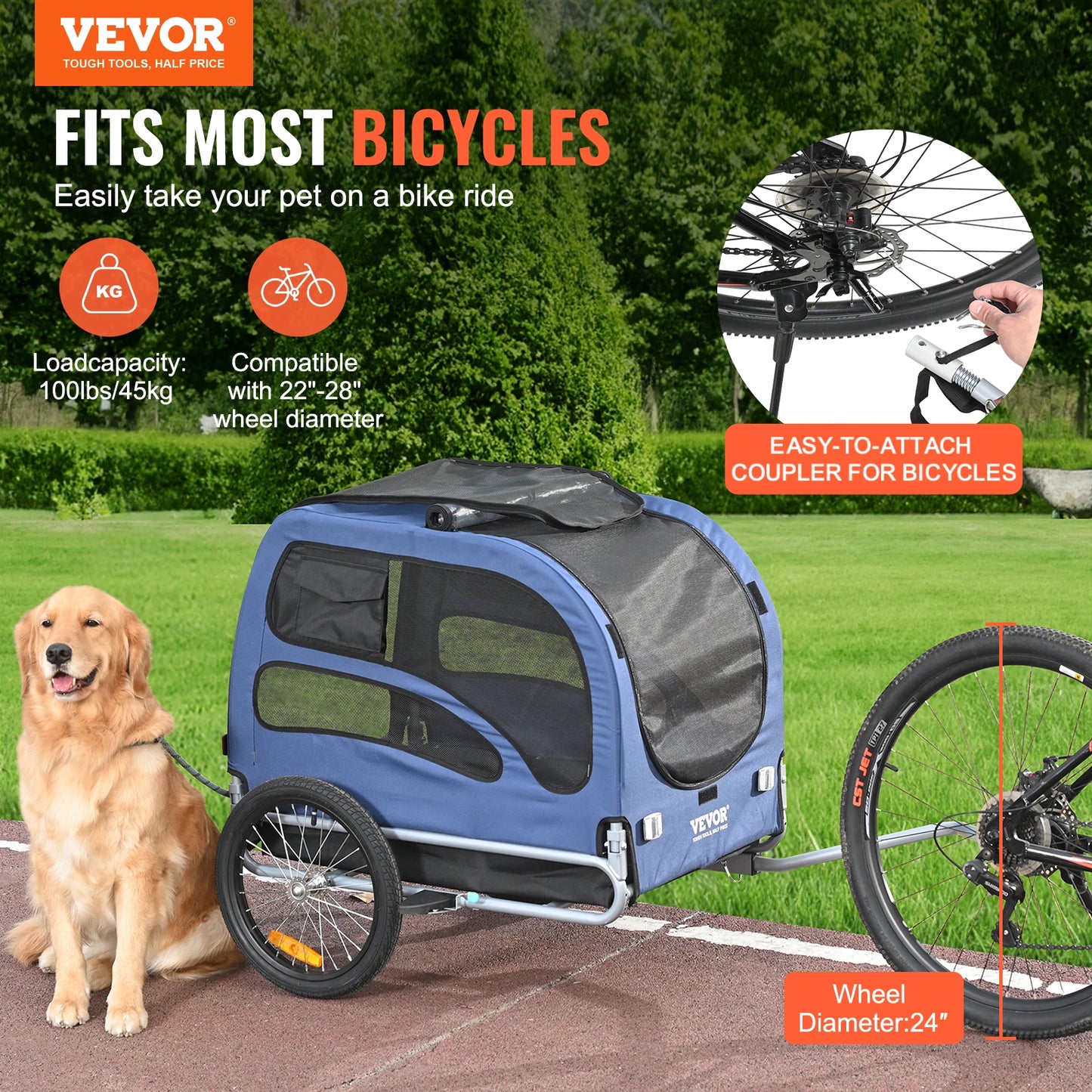 Pet Bicycle Trailer Carrier for Dogs Travel and Comfort