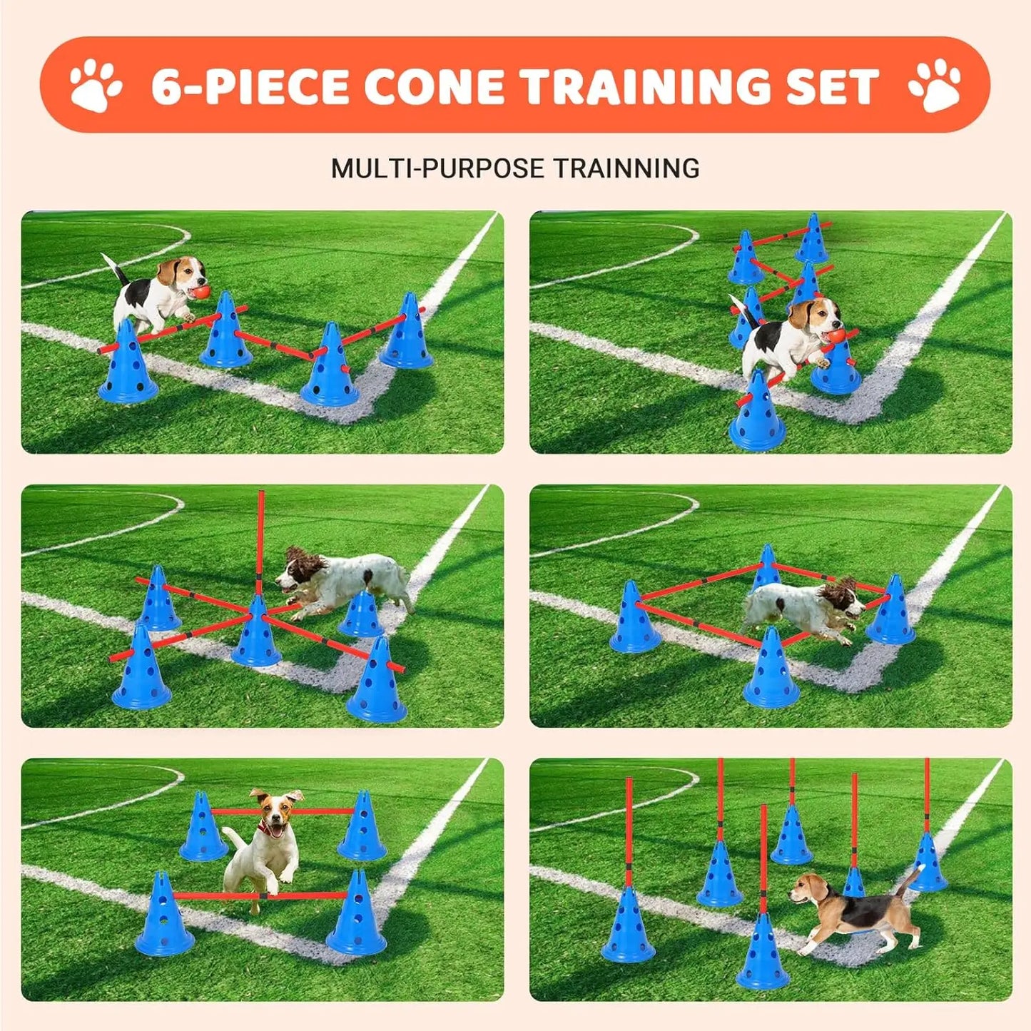 HiMISS Dog Agility Hurdle Cone Set For Backyard Training Course
