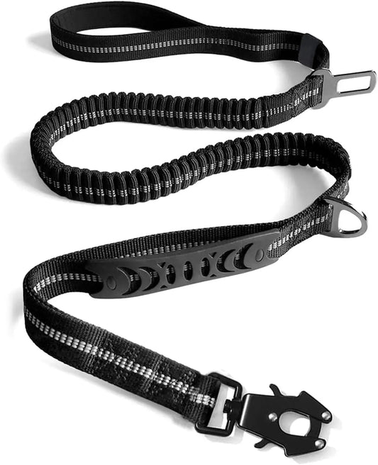 Reflective Shock Absorbing Dog Leash With Seatbelt For Large Dogs