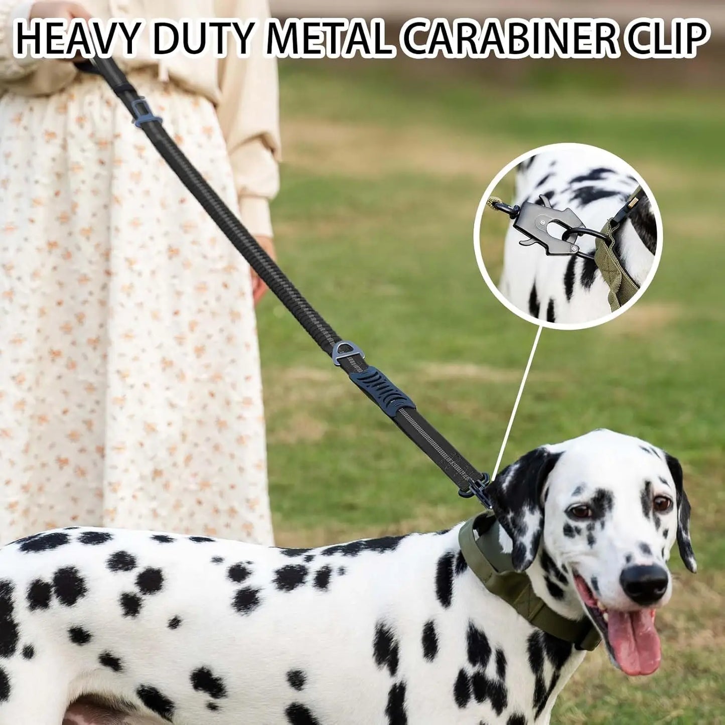 Reflective Shock Absorbing Dog Leash With Seatbelt For Large Dogs