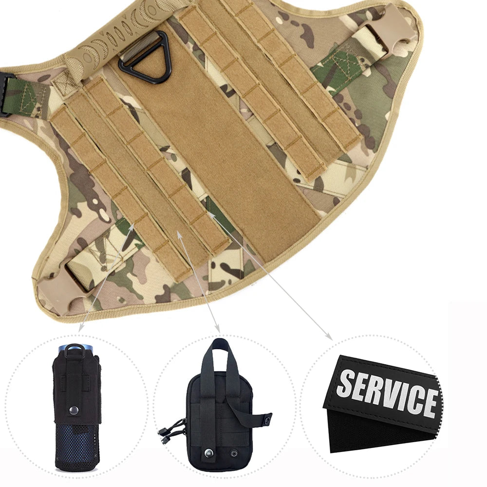 Nylon Tactical Dog Harness Leash Set For Large Dogs Training
