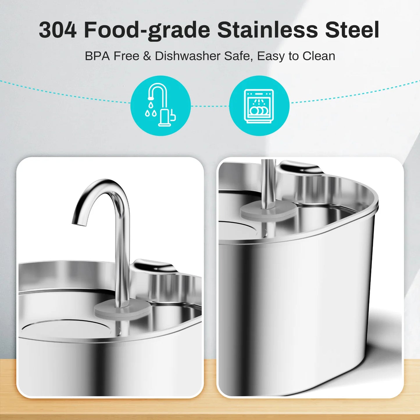 Automatic Cat Water Fountain Stainless Steel Square Feeder