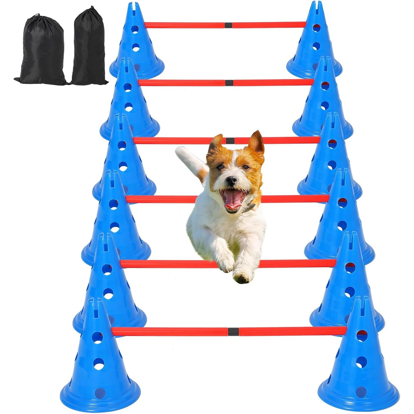 HiMISS Dog Agility Hurdle Cone Set For Backyard Training Course