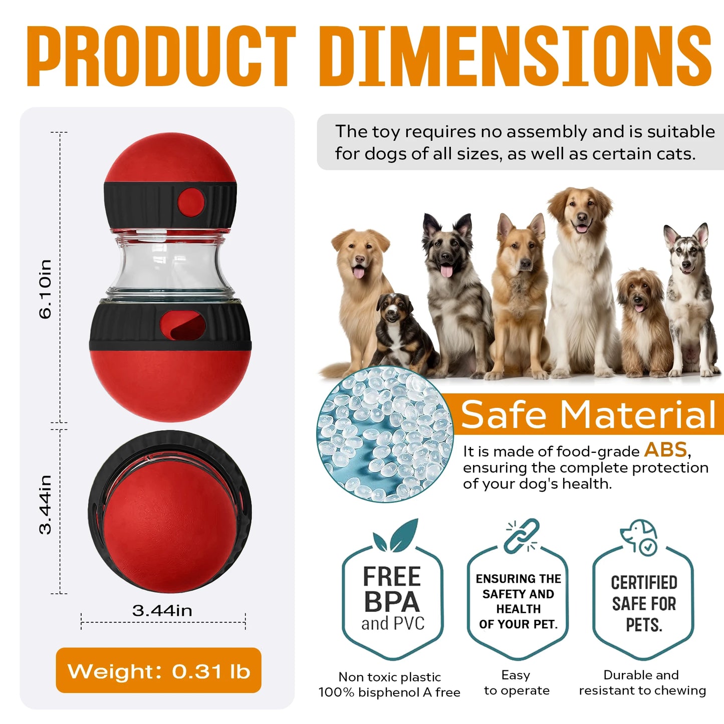 Interactive Treat Dispenser Toy For Dogs And Cats Pets