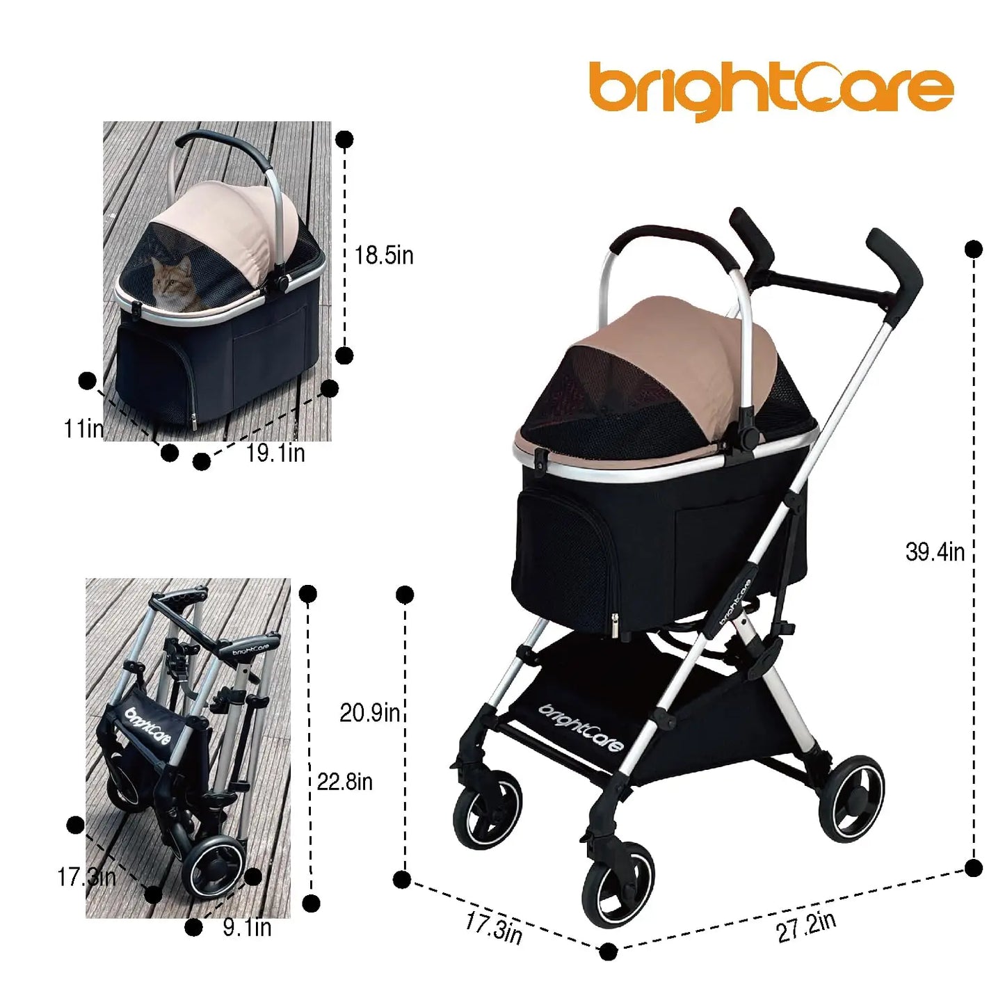 Lightweight Pet Stroller For Small Dogs And Cats Car Seat