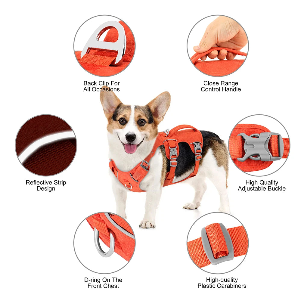 Nylon Reflective Dog Harness With Handle, Adjustable For All Dogs