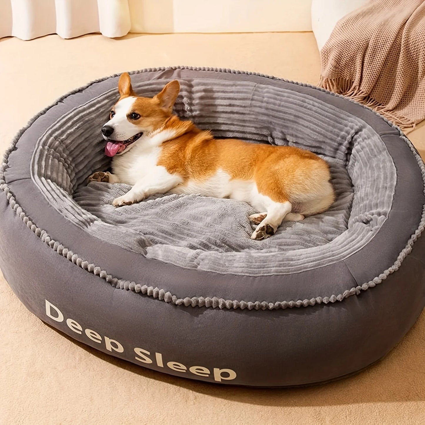 Washable Round Pet Bed for Dogs and Cats