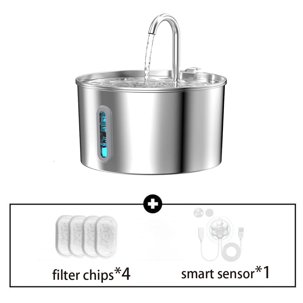 ZYFeeder Automatic Pet Water Fountain Stainless Steel Quiet Dispenser