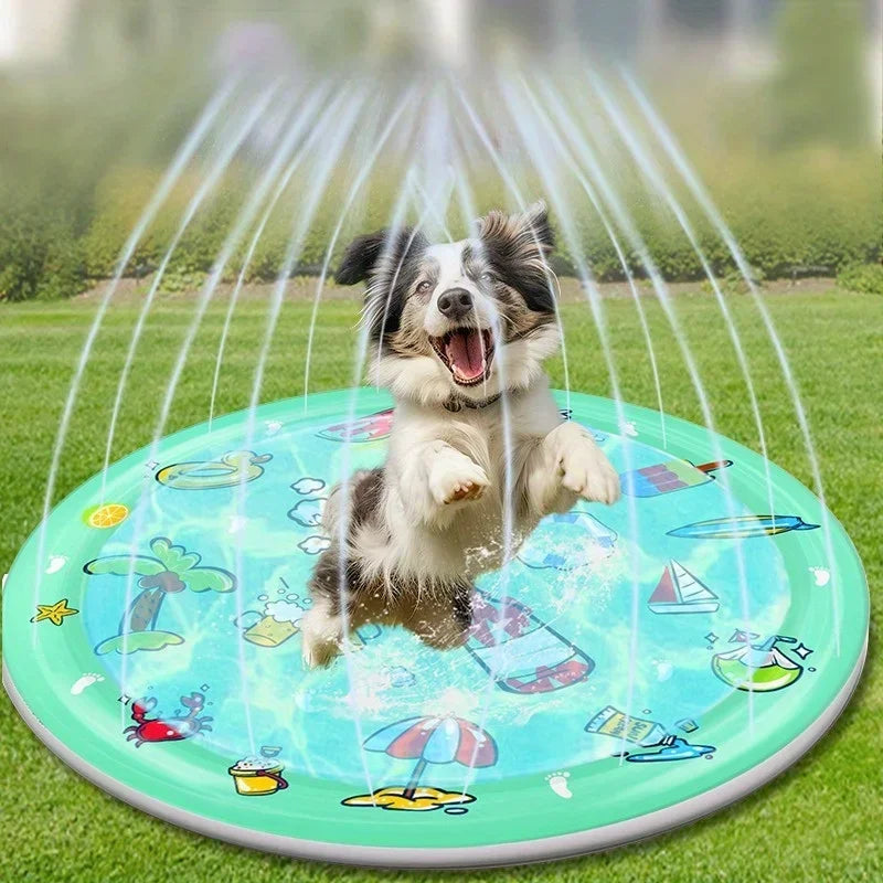 Outdoor Dog Pool Sprinkler Pad Inflatable Cooling Interactive Toy