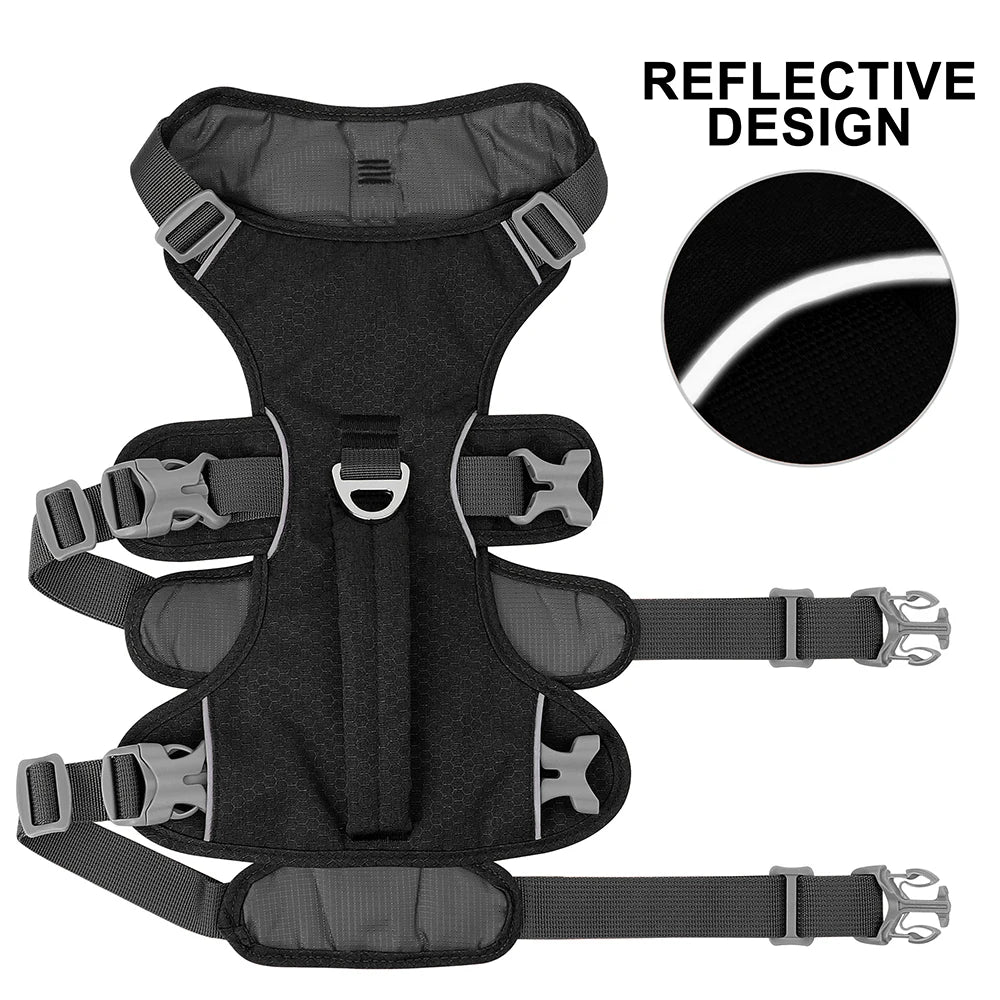 Nylon Reflective Dog Harness With Handle, Adjustable For All Dogs