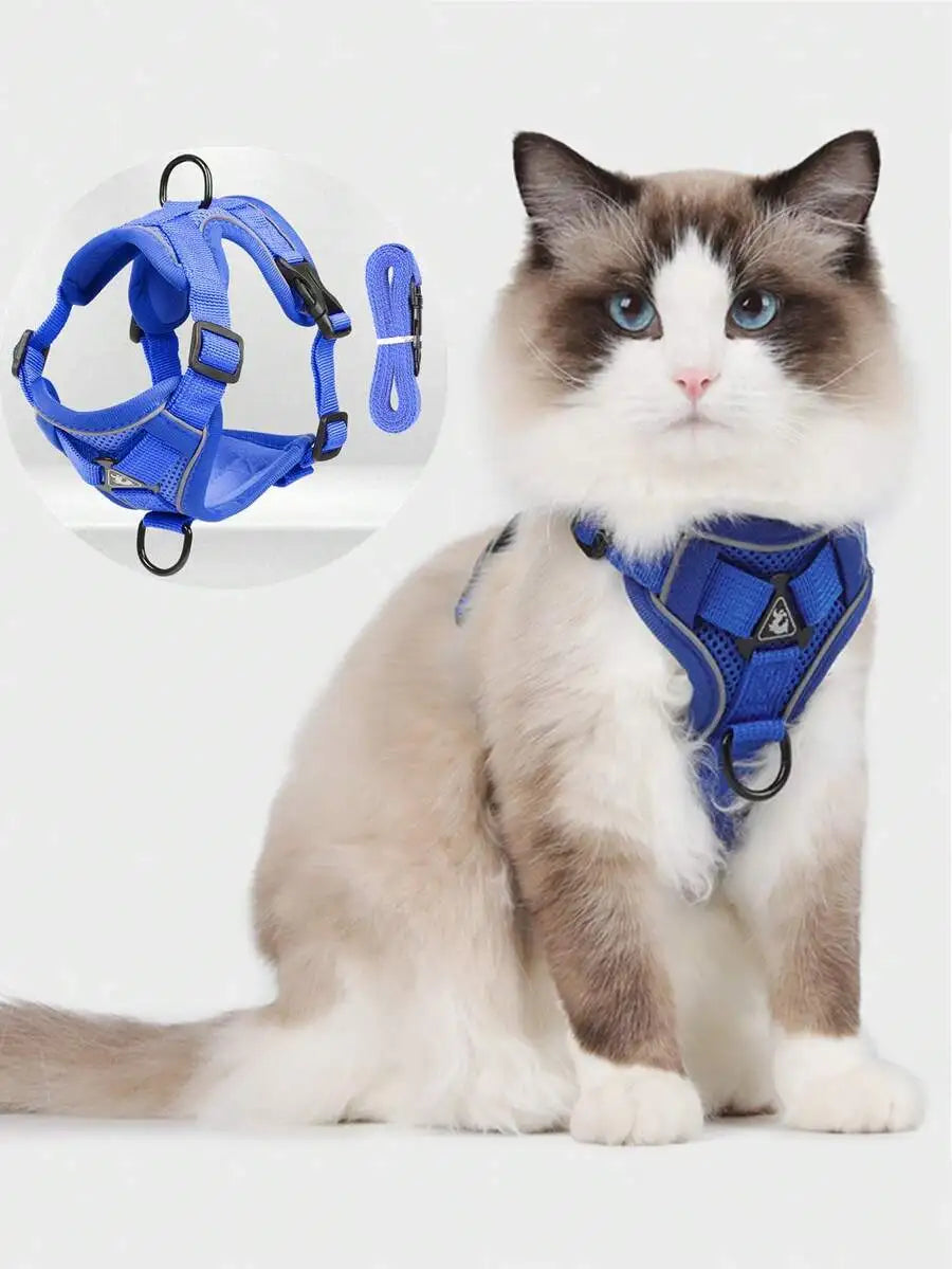 Reflective Pet Harness and Leash Set for Dogs and Cats Escape Proof