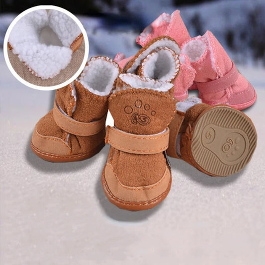 Pet Dog Shoes 4 Pack Thick Warm Boots