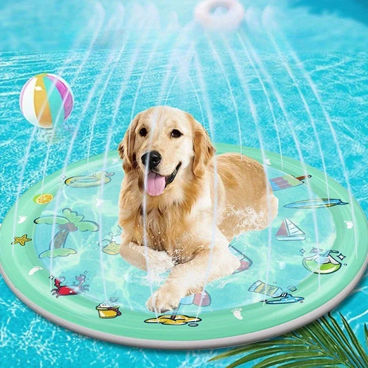 Outdoor Dog Pool Sprinkler Pad Inflatable Cooling Interactive Toy