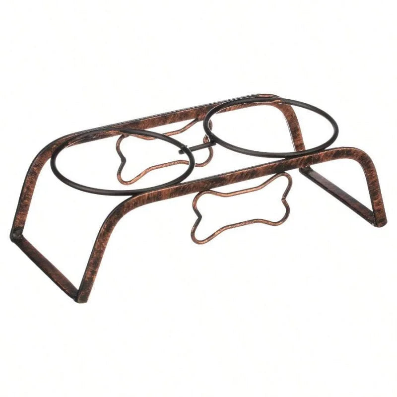 Rustic Bone Diner Dual Dog Bowl Durable Non Slip Food