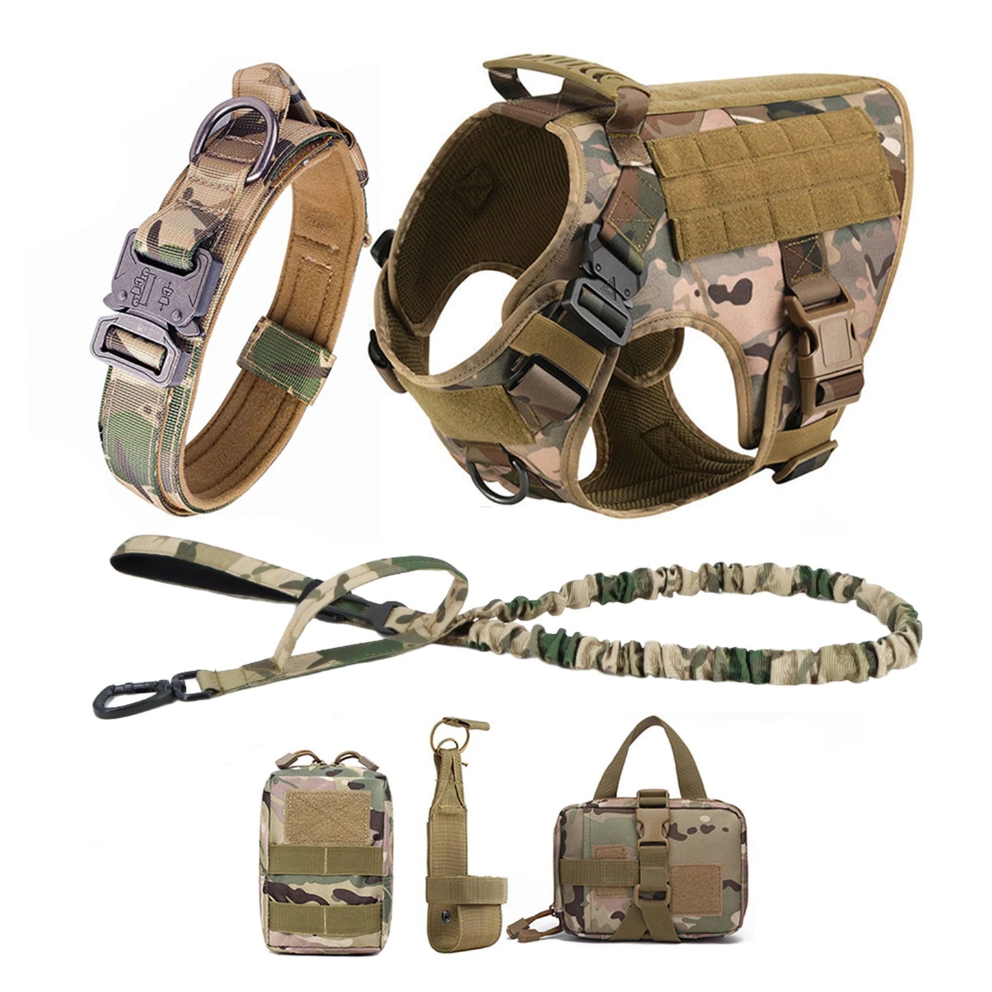 Tactical Dog Harness With Molle Pouches For Medium And Large Dogs