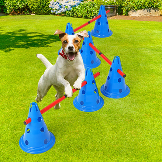 HiMISS Dog Agility Hurdle Cone Set For Backyard Training Course