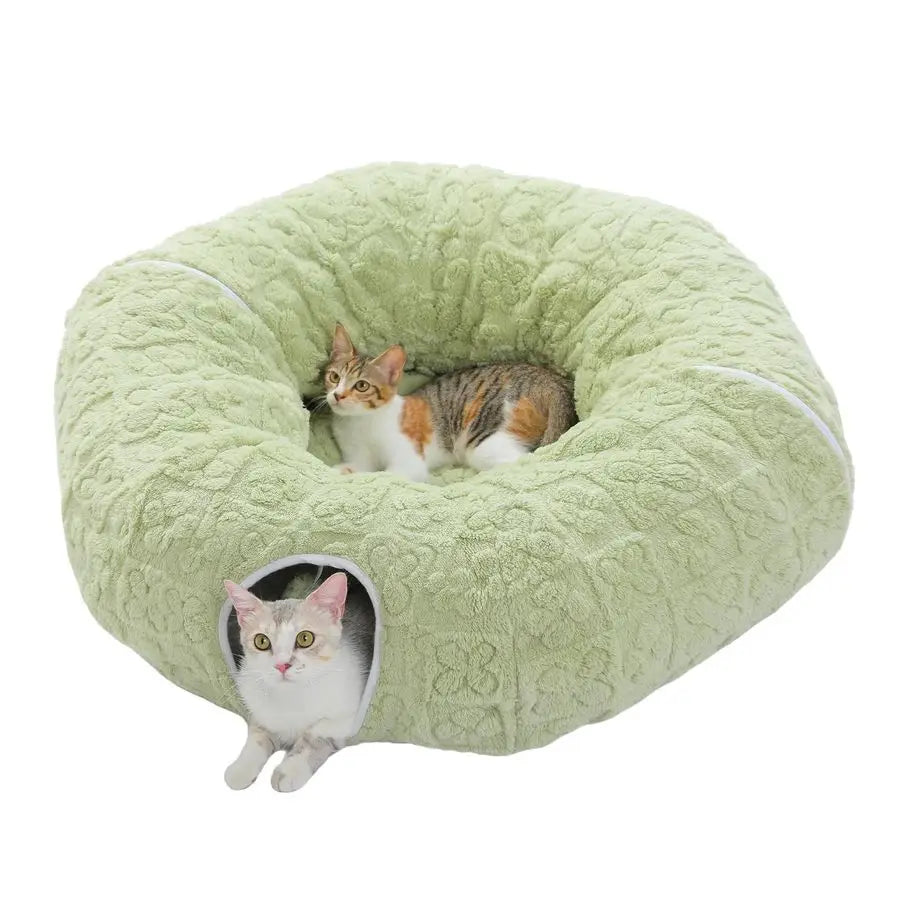 Premium 2-In-1 Cat Tunnel With Plush Bed For Indoor Cats