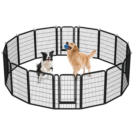 Foldable Dog Pen With Door Outdoor Indoor Heavy Duty Fence