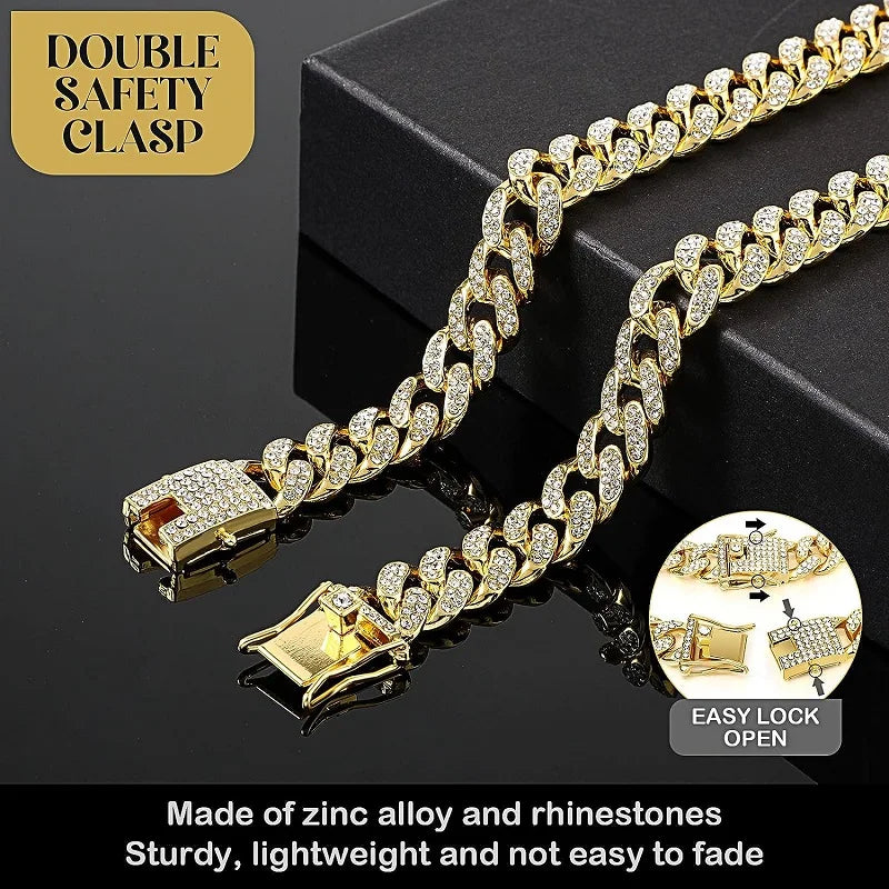 Stainless Steel Jeweled Pet Chain Collar