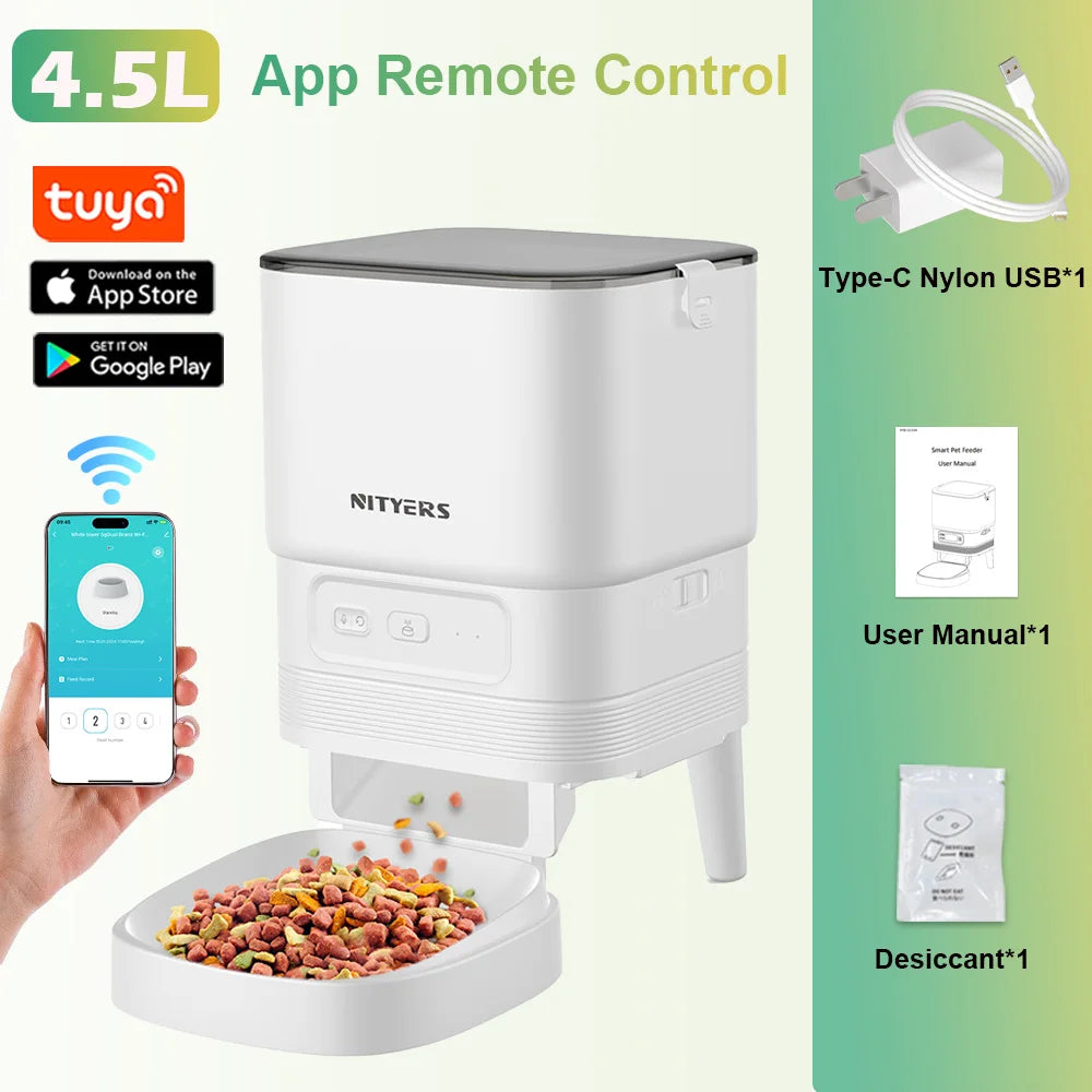 NITYERS Automatic Cat Feeder With Timed Dispenser And Stainless Bowl