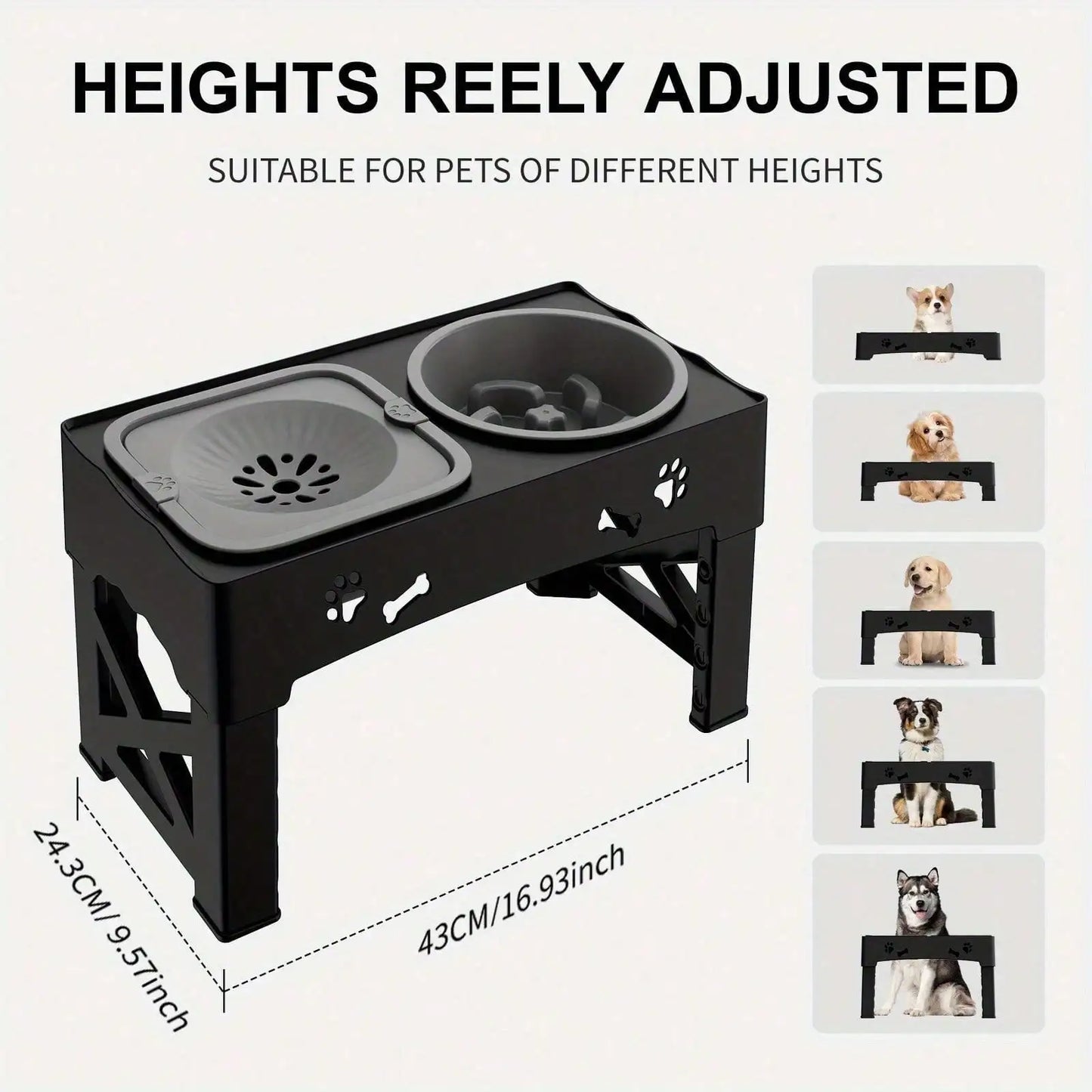 Raised Dog Bowl Stand With Anti Slip Feet Dual Feeder