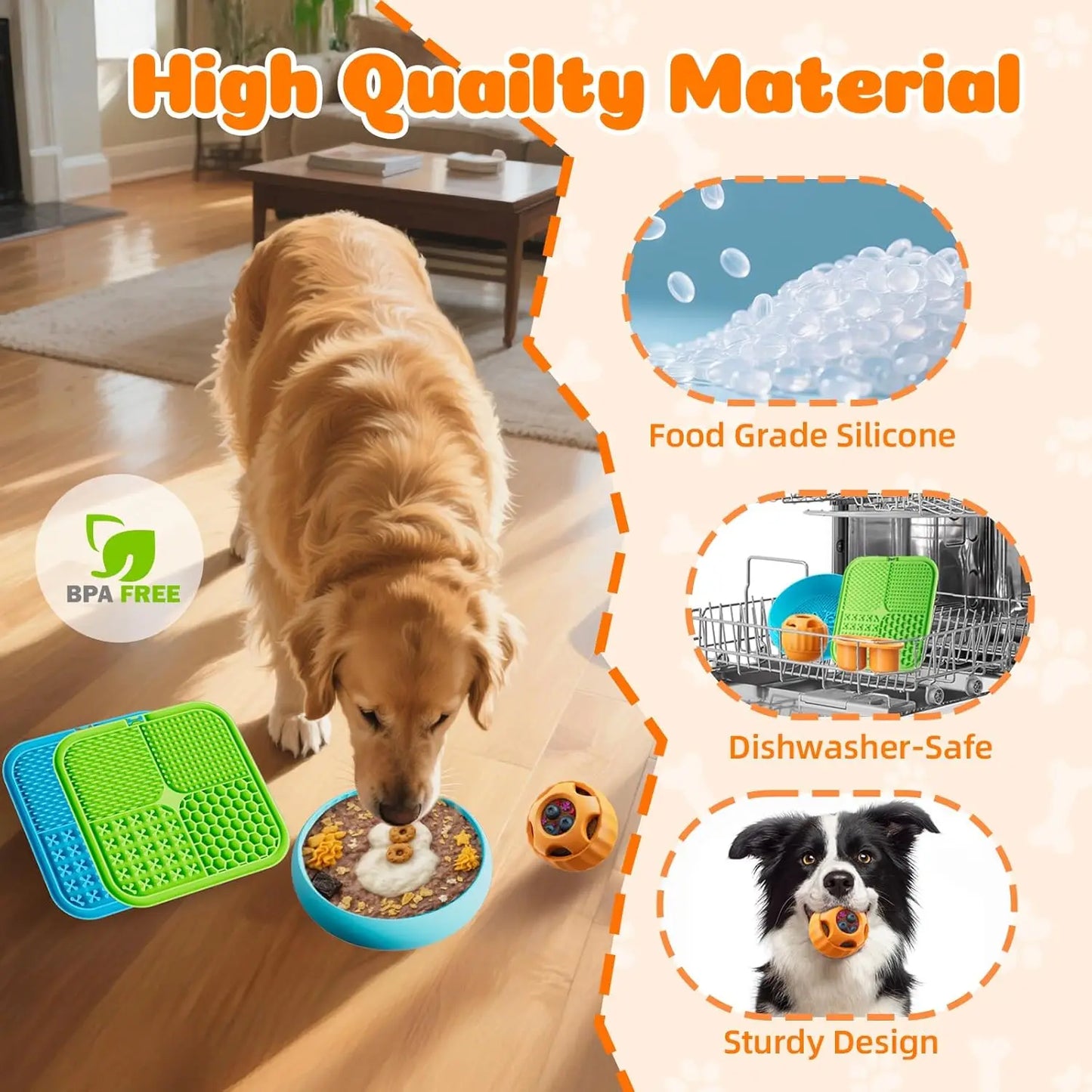 Dog Enrichment Toy Set 6-Piece With Lick Mats Ball And Bowl For Anxiety Relief