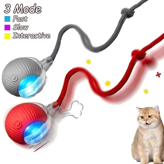 Cat Interactive Ball Toy Automatic Rolling Faux Tail Rechargeable