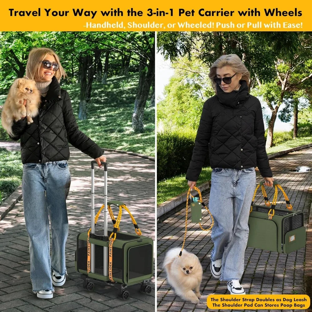 Expandable Cat Carrier With Wheels Under Seat TSA Airline Approved